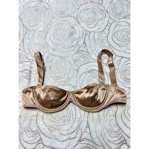 NWOT SKIMS KIM KARDASHIAN Shine Satin Underwire Balconetta Bra 36C Pink Sand $58